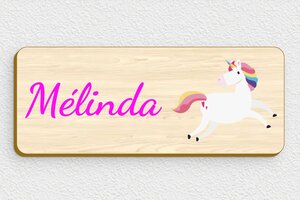 Plaque de porte bois - signparti-porte-animaux-licorne-005-3 - 150 x 60 mm - erable - glue - signparti-porte-animaux-licorne-005-3