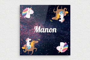 Plaque de porte licorne - signparti-porte-animaux-licorne-006-3 - 150 x 150 mm - custom - glue - signparti-porte-animaux-licorne-006-3