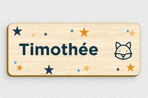 Plaque de porte bois - signparti-porte-animaux-renard-002-3 - 150 x 60 mm - erable - glue - signparti-porte-animaux-renard-002-3