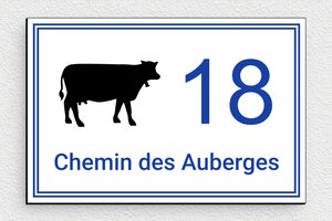 Plaque de porte vachette - signparti-porte-animaux-vachette-003-1 - 150 x 100 mm - custom - glue - signparti-porte-animaux-vachette-003-1