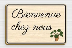 Plaque de porte bois - Panneau bienvenue chez nous en bois - 150 x 100 mm - Bois - erable - glue - signparti-porte-bienvenue-011-2