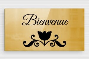 Plaque de porte laiton - Plaque de porte bienvenue en laiton - 150 x 80 mm - Laiton - poli - glue - signparti-porte-bienvenue-013-2