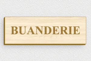 Plaque de porte buanderie personnalisée - Plaque de porte buanderie en bois - 120 x 40 mm - Bois - erable - glue - signparti-porte-buanderie-010-1