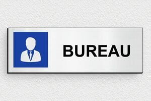 Plaque de porte bureau - Panneau de porte de bureau en PVC - 120 x 40 mm - PVC - gris-brosse-noir - glue - signparti-porte-bureau-013-1