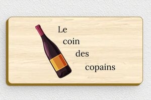 Plaque de porte autocollante - Plaque le coin des copains - 100 x 50 mm - Bois - erable - glue - signparti-porte-cave-a-vin-004-2