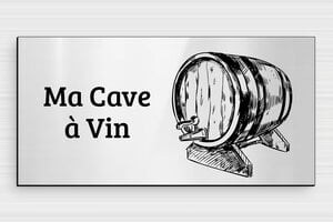 Plaque de porte cave à vin - Panneau ma cave à vin - 200 x 100 mm - PVC - gris-brillant-noir - glue - signparti-porte-cave-a-vin-006-1