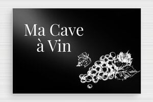 Plaque de porte cave à vin - Plaque ma cave à vin en aluminium - 150 x 100 mm - Aluminium - noir - glue - signparti-porte-cave-a-vin-008-1