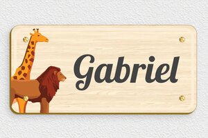 Plaque de porte animaux - signparti-porte-chambre-bois-016-1 - 210 x 100 mm - erable - screws - signparti-porte-chambre-bois-016-1