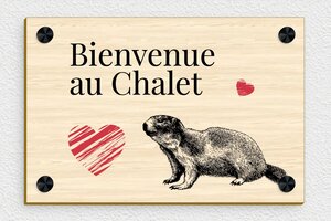 Plaque de porte style montagne - Plaque bienvenue au chalet - 210 x 140 mm - Bois - erable - screws-caps - signparti-porte-montagne-007-1