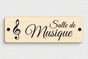 Plaque de porte musique - Panneau salle de musique - 300 x 100 mm - Bois - erable - screws-spacer - signparti-porte-musique-002-1