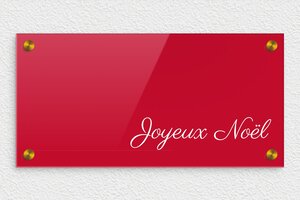 Plaque de porte joyeux noël - Panneau Joyeux Noël - 300 x 150 mm - Plexiglass - custom - screws-caps - signparti-porte-noel-004-1