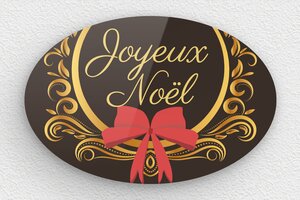 Plaque de porte joyeux noël - Plaque ovale Joyeux Noël - 150 x 100 mm - Plexiglass - custom - none - signparti-porte-noel-004-3