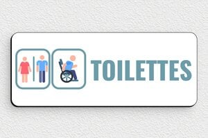 Plaque de porte WC - Toilettes et salle de bains - Plaque toilettes - PVC - Blanc - 150 x 60 mm - 150 x 60 mm - PVC - custom - glue - signparti-porte-quadri-005-3