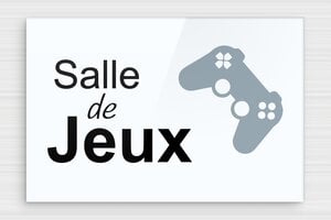 Plaque de porte salle de jeux - Panneau de porte de salle de jeux - 210 x 140 mm - Plexiglass - custom - glue - signparti-porte-salle-de-jeux-001-1