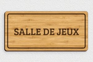 Plaque de porte salle de jeux - Plaque de porte de salle de jeux en bambou - 210 x 100 mm - Bois - bambou - glue - signparti-porte-salle-de-jeux-002-1