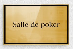 Plaque de porte laiton - Plaque salle de poker en laiton - 130 x 80 mm - Laiton - poli - glue - signparti-porte-salle-de-jeux-006-2