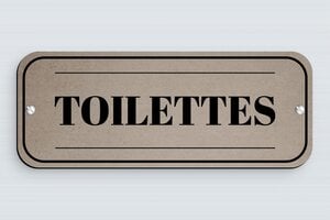 Plaque de porte WC - Toilettes et salle de bains - Plaque toilettes style vintage - 190 x 75 mm - PVC - custom - screws - signparti-porte-vintage-002-1