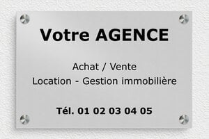 Plaque Agence Immobilière - signpro-agence-002-0 - 300 x 200 mm - anodise - screws-spacer - signpro-agence-002-0