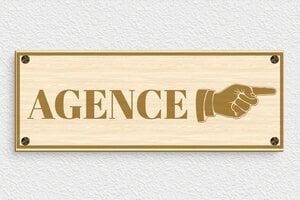 Plaque Agence - signpro-agence-004-0 - 400 x 150 mm - erable - screws-spacer - signpro-agence-004-0
