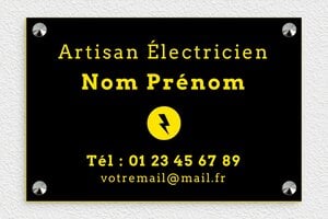 Plaque Artisan - signpro-artisan-002-4 - 300 x 200 mm - noir-jaune - screws-caps - signpro-artisan-002-4