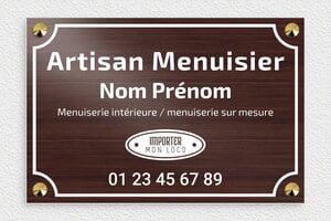 Plaque Artisan - signpro-artisan-004-4 - 300 x 200 mm - noyer-blanc - screws-caps - signpro-artisan-004-4