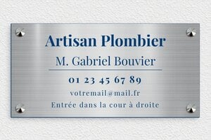Plaque Artisan - signpro-artisan-005-4 - 300 x 150 mm - acier-bleu - screws-caps - signpro-artisan-005-4