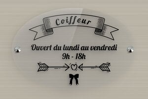 Plaque Professionnelle Coiffeur - signpro-coiffeur-004-0 - 300 x 200 mm - transparent - screws-caps - signpro-coiffeur-004-0