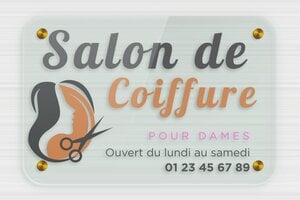 Plaque Professionnelle Coiffeur - signpro-coiffeur-quadri-002-3 - 300 x 200 mm - vert - screws-caps - signpro-coiffeur-quadri-002-3