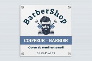 Plaque Coiffeur - signpro-coiffeur-quadri-003-3 - 300 x 300 mm - gris-noir - screws-caps - signpro-coiffeur-quadri-003-3