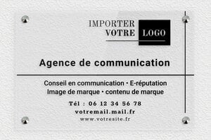 Plaque Agence - signpro-communication-001-4 - 300 x 200 mm - transparent - screws-caps - signpro-communication-001-4