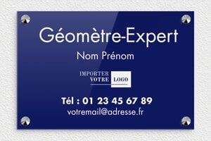 Plaque Géomètre - signpro-expert-geometre-002-4 - 300 x 200 mm - bleu-blanc - screws-caps - signpro-expert-geometre-002-4