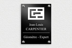 Plaque Géomètre - signpro-expert-geometre-004-0 - 150 x 200 mm - noir - screws-caps - signpro-expert-geometre-004-0