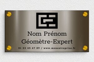 Plaque Professionnelle Géomètre - signpro-expert-geometre-004-4 - 300 x 150 mm - bronze-noir - screws-spacer - signpro-expert-geometre-004-4