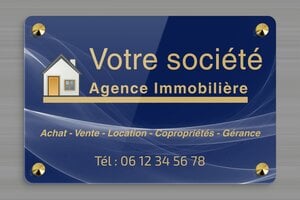 Plaque Agence Immobilière - signpro-immobilier-quadri-001-3 - 300 x 200 mm - custom - screws-caps - signpro-immobilier-quadri-001-3