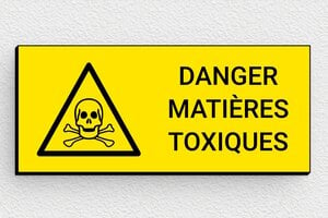Marquage industriel - Plaque danger matières toxiques - 80 x 35 mm - PVC - jaune-noir - glue - signpro-marquage-industriel-008-3