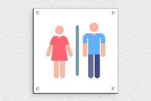Panneau pour école - Plaque signalétique toilettes en couleur - 150 x 150 mm - PVC - custom - screws - signpro-plaque-magasin-quadri-002-3