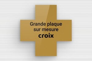 Plaque Croix Personnalisée - sur-mesure-l-plexi-croix - 300 x 300 mm - or-fonce-noir - none - sur-mesure-l-plexi-croix