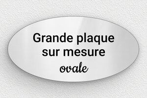 Plaque gravée métal - sur-mesure-l-pvc-gris-brillant-oval - 300 x 150 mm - gris-brillant-noir - none - sur-mesure-l-pvc-gris-brillant-oval