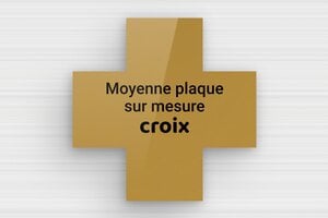 Plaque Croix Personnalisée - sur-mesure-m-plexi-croix - 150 x 150 mm - or-fonce-noir - none - sur-mesure-m-plexi-croix