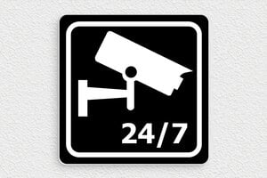 Signalétique pour magasins et commerces - Plaque vidéo surveillance - 150 x 150 mm - PVC - noir-blanc - glue - video-surveillance-002-2