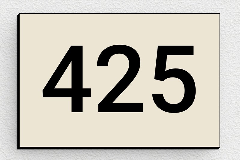Numéro maison sur boîte aux lettres - PVC - 75 x 50 mm - ecru-noir - glue - num-maison-bla-004-1