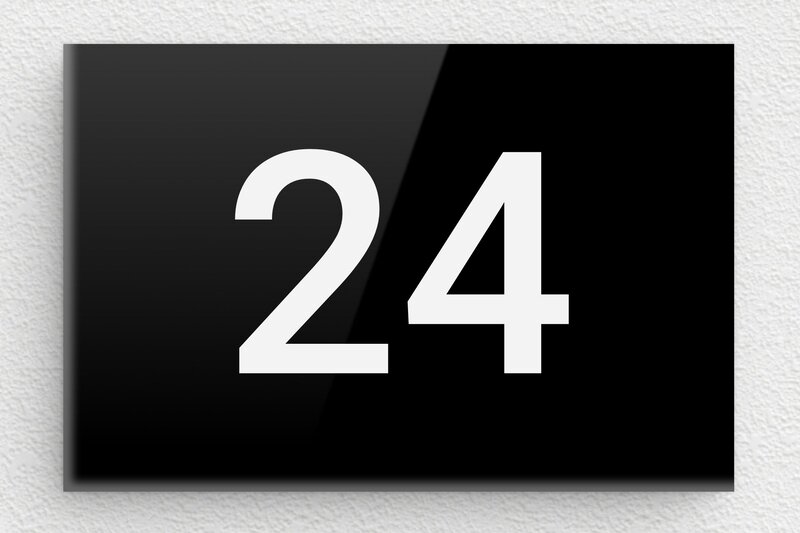Numéro maison sur boîte aux lettres - Plexiglass - 75 x 50 mm - noir-blanc - glue - num-maison-bla-007-1
