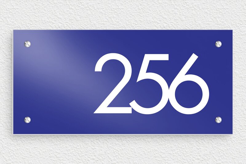 Plaque bleue numéro de maison  - Aluminium - 210 x 100 mm - bleu - screws - num-maison-bleu-004-1