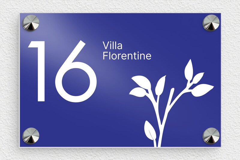 Plaque bleue numéro de maison  - Aluminium - 150 x 100 mm - bleu - screws-caps - num-maison-bleu-027-1