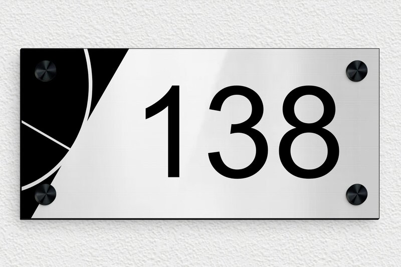 Numero de maison gris anthracite  - PVC - 210 x 100 mm - gris-brillant-noir - screws-caps - num-maison-design-gris-023-1