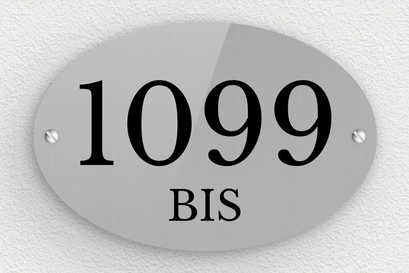Numero de maison gris anthracite  - Plexiglass - 150 x 100 mm - gris-noir - screws - num-maison-gris-012-1
