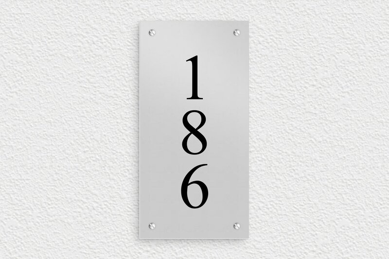 Plaque numéro maison en inox  - Aluminium - 100 x 200 mm - anodise - screws - num-maison-metal-006-1