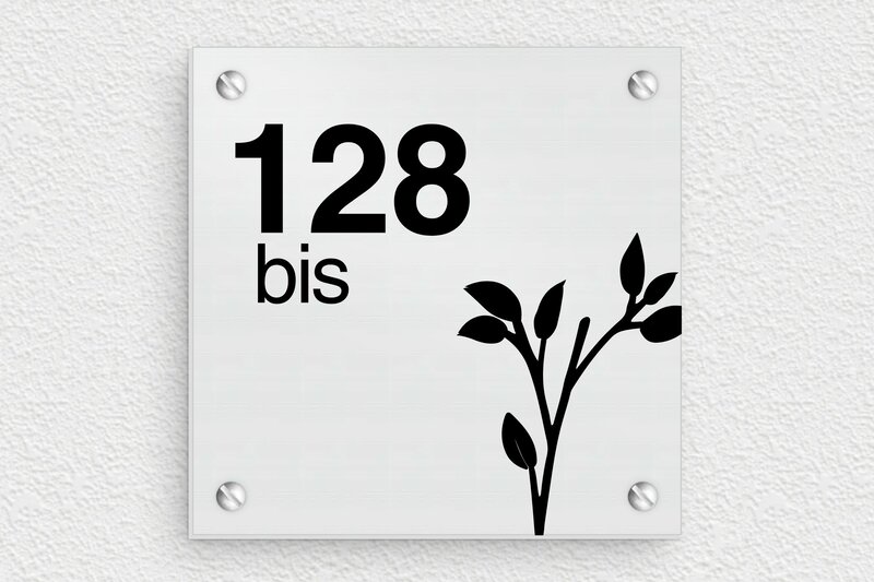 Plaque numéro maison en inox  - Aluminium - 100 x 100 mm - brosse - screws - num-maison-metal-009-1