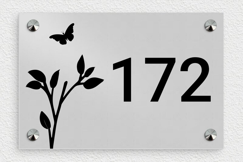 Plaque numéro maison en inox  - Aluminium - 210 x 140 mm - anodise - screws-caps - num-maison-metal-012-1