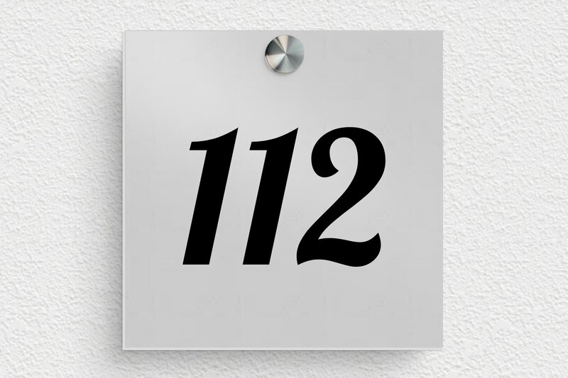 Plaque numéro maison en inox  - Aluminium - 100 x 100 mm - anodise - screws-spacer - num-maison-metal-015-1
